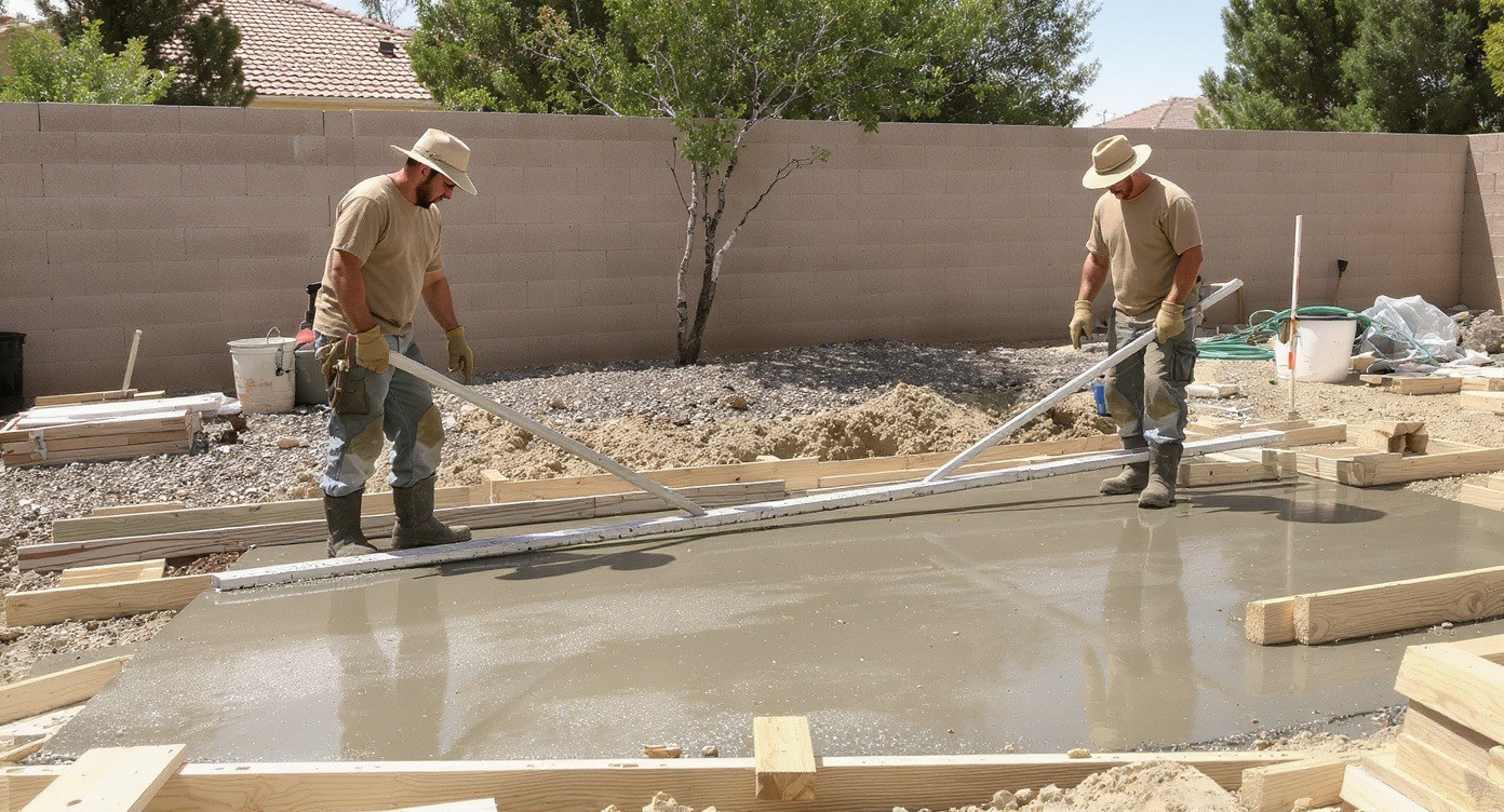 Losa de concreto reforzada colada por Centurion Concrete Contractors en Las Vegas